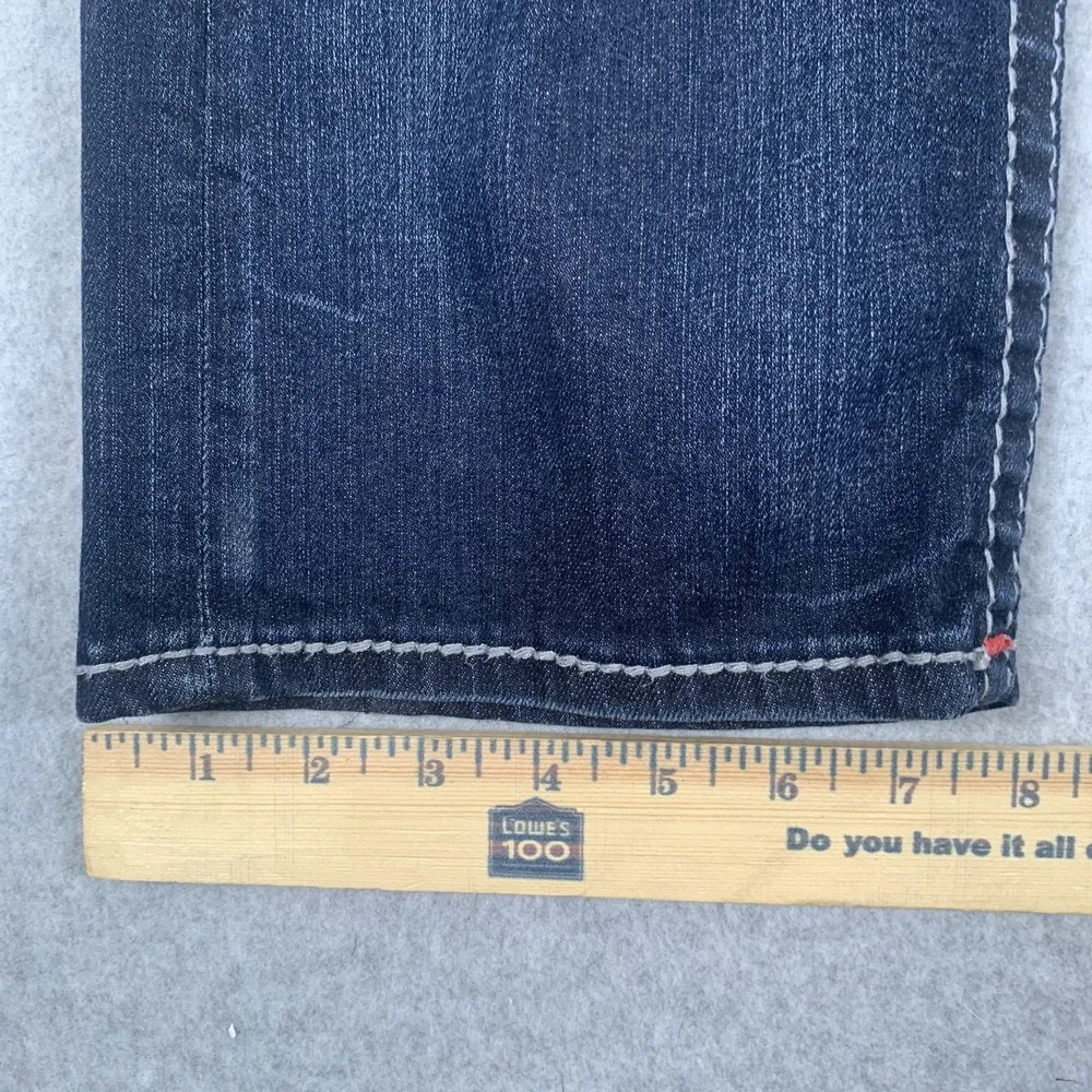 True Religion Straight Flap Jeans Mens 29 Dark Wash Big T Stitch
